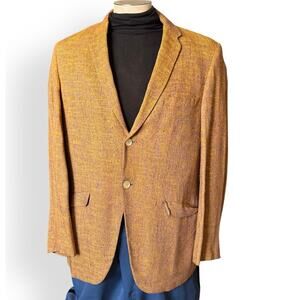 Vintage Clubman Yellow Wool Blazer 38 Textured Sport Coat 1960s Rockabilly Retro